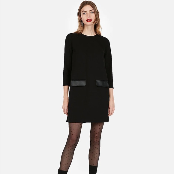 Express Dresses & Skirts - EXPRESS FAUX LEATHER TRIM SHIFT DRESS 🖤 D29